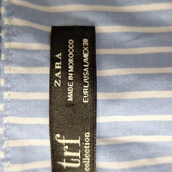 Zara TRF Blue White Striped Short Sleeve Ruffle Coastal Preppy Romper Size L - Picture 12 of 13